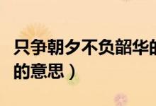 只爭朝夕不負韶華的作文（只爭朝夕不負韶華的意思）