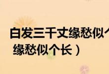 白發(fā)三千丈緣愁似個長什么意思（白發(fā)三千丈 緣愁似個長）