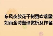 東風夜放花千樹更吹落星如雨（東風夜放花千樹更吹落、星如雨全詩翻譯賞析及作者出處）