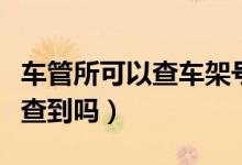 車管所可以查車架號嗎（車架號能在車管所里查到嗎）