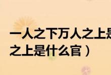 一人之下萬人之上是什么官職（一人之下萬人之上是什么官）