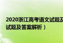 2020浙江高考語文試題及答案解析（2022年浙江高考語文試題及答案解析）