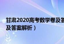 甘肅2020高考數(shù)學卷及答案（2022甘肅高考數(shù)學沖刺試卷及答案解析）