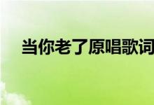 當(dāng)你老了原唱歌詞（當(dāng)你老了歌詞原文）