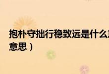 抱樸守拙行穩(wěn)致遠(yuǎn)是什么意思?。ū闶刈拘蟹€(wěn)致遠(yuǎn)是什么意思）