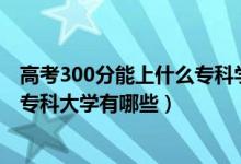 高考300分能上什么?？茖W(xué)校（2022高考300分左右的公辦專科大學(xué)有哪些）