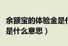 余額寶的體驗(yàn)金是什么意思（余額寶的體驗(yàn)金是什么意思）