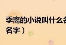 季離的小說叫什么名字（季夜季離小說叫什么名字）