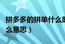 拼多多的拼單什么時候發(fā)貨（拼多多的拼單什么意思）