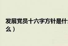 發(fā)展黨員十六字方針是什么意思（發(fā)展黨員十六字方針是什么）