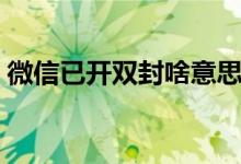 微信已開雙封啥意思（微信已開雙封啥意思）