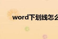 word下劃線怎么打（打下劃線方法）
