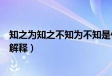 知之為知之不知為不知是什么意思（知之為知之不知為不知解釋）
