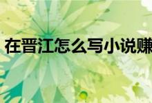 在晉江怎么寫小說賺錢（在晉江怎么寫小說）