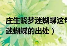 莊生曉夢迷蝴蝶這句話是什么意思（莊生曉夢迷蝴蝶的出處）