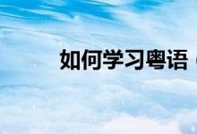 如何學(xué)習(xí)粵語（如何學(xué)習(xí)御姐音）