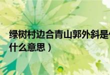 綠樹村邊合青山郭外斜是什么詩（綠樹村邊合青山郭外斜是什么意思）