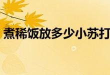 煮稀飯放多少小蘇打（煮稀飯放多少水手指）
