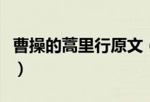曹操的蒿里行原文（曹操的蒿里行原文及翻譯）