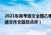 2021年高考語文全國乙卷作文解析（2022年全國乙卷高考語文作文題目點評）