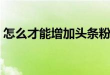 怎么才能增加頭條粉絲（怎么才能增長增粗）