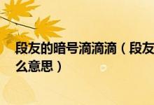 段友的暗號滴滴滴（段友暗號是什么 有哪些 段友暗號是什么意思）