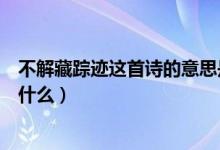 不解藏蹤跡這首詩的意思是什么（不解藏蹤跡的下一句詩是什么）
