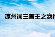 涼州詞三首王之渙詩意（涼州詞三首全文）