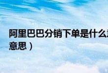 阿里巴巴分銷下單是什么意思?。ò⒗锇桶头咒N下單是什么意思）