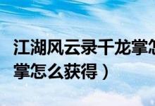 江湖風(fēng)云錄千龍掌怎么獲得（江湖風(fēng)云錄千龍掌怎么獲得）