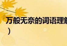 萬(wàn)般無(wú)奈的詞語(yǔ)理解（萬(wàn)般無(wú)奈的詞語(yǔ)解釋急）