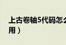 上古卷軸5代碼怎么用（上古卷軸5代碼如何用）