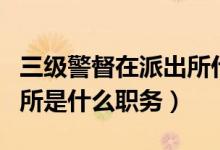 三級警督在派出所什么職位（二級警督在派出所是什么職務(wù)）