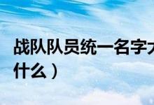 戰(zhàn)隊隊員統(tǒng)一名字大全（戰(zhàn)隊隊員統(tǒng)一名字有什么）