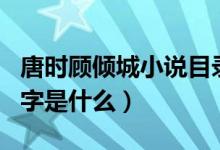 唐時顧傾城小說目錄（唐時顧傾城玉芙小說名字是什么）
