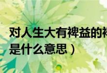 對(duì)人生大有裨益的裨益是什么意思（有所裨益是什么意思）
