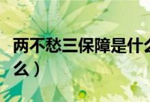 兩不愁三保障是什么意思（兩不愁三保障是什么）