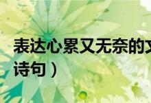 表達心累又無奈的文言文（表達心累又無奈的詩句）