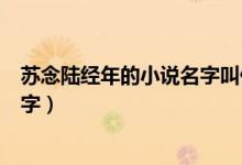 蘇念陸經年的小說名字叫什么（陸經年和蘇念是什么小說名字）