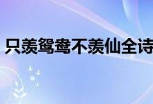 只羨鴛鴦不羨仙全詩（只羨鴛鴦不羨仙全詩）