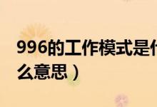 996的工作模式是什么（996的工作模式是什么意思）