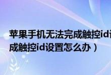 蘋果手機無法完成觸控id設置是什么意思（蘋果手機無法完成觸控id設置怎么辦）