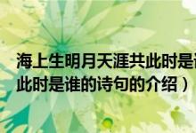 海上生明月天涯共此時是誰的詩句（關(guān)于海上生明月天涯共此時是誰的詩句的介紹）