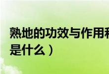 熟地的功效與作用和禁忌（熟地的功效與作用是什么）