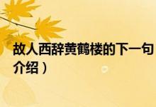 故人西辭黃鶴樓的下一句（關(guān)于故人西辭黃鶴樓的下一句的介紹）