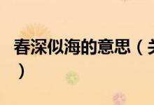春深似海的意思（關(guān)于春深似海的意思的介紹）