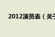 2012演員表（關(guān)于2012演員表的介紹）