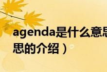 agenda是什么意思（關(guān)于agenda是什么意思的介紹）