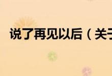說了再見以后（關于說了再見以后的介紹）