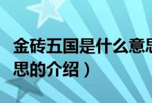 金磚五國是什么意思（關(guān)于金磚五國是什么意思的介紹）